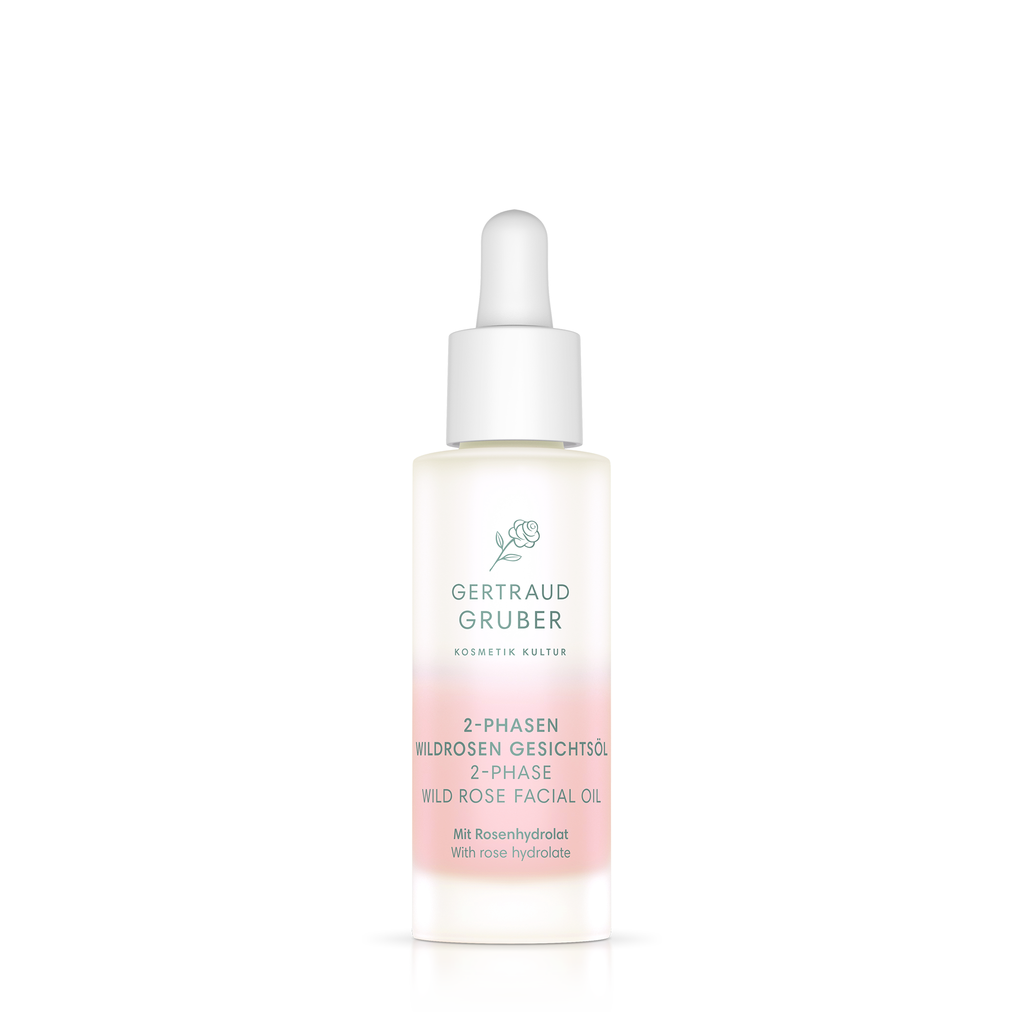 2-Phasen Wildrosen Gesichtsöl in Glasflasche von Gertraud Gruber Kosmetik