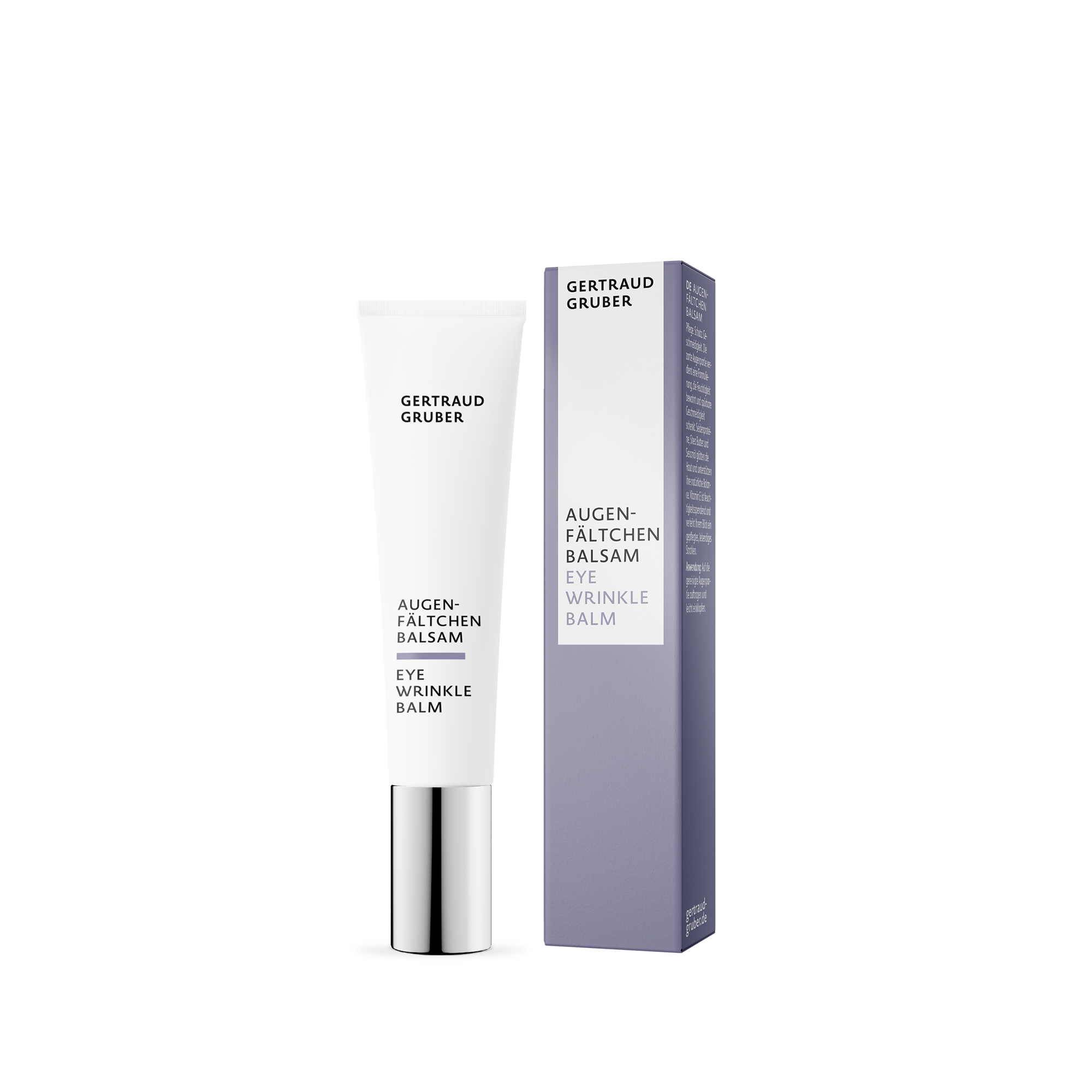 Augenfaeltchen Balsam in weißer Tube von Gertraud Gruber Kosmetik mit Faltschachtel