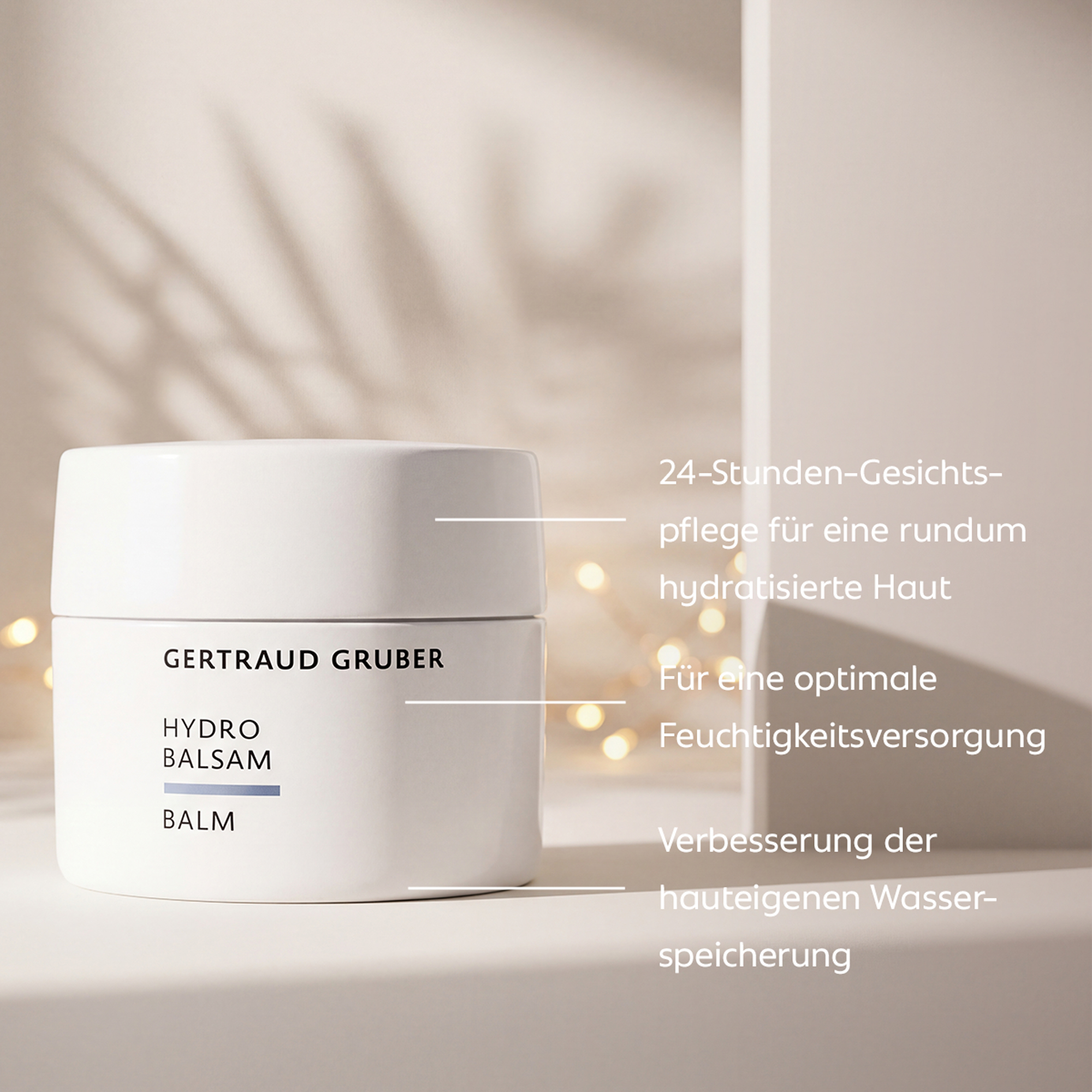 Gertraud Gruber Hydro Balsam – 24-Stunden-Gesichtspflege für intensive Feuchtigkeitsversorgung und zur Verbesserung der hauteigenen Wasserspeicherung.