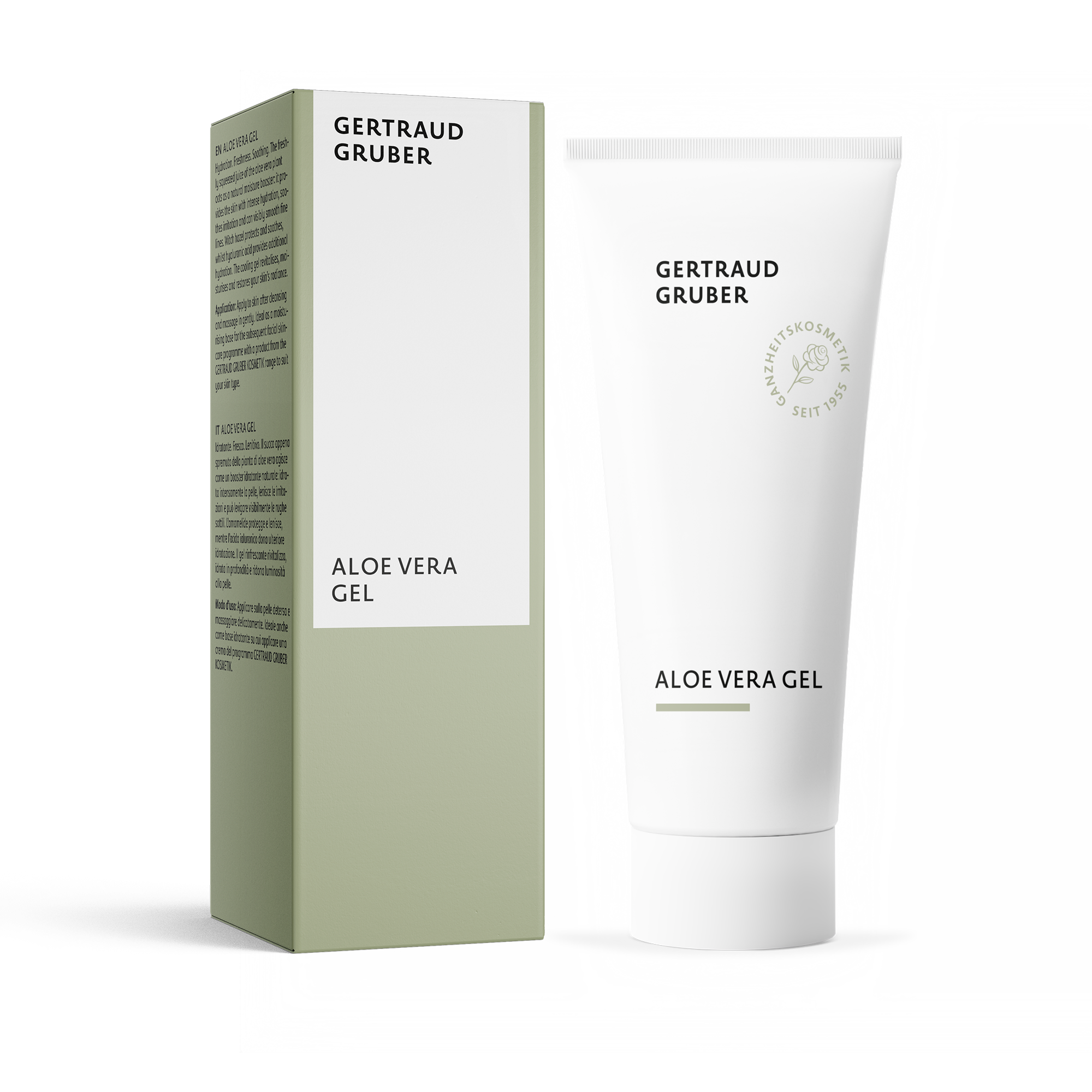 Aloe Vera Gel mit grüner Faltschachtel von Gertraud Gruber Kosmetik