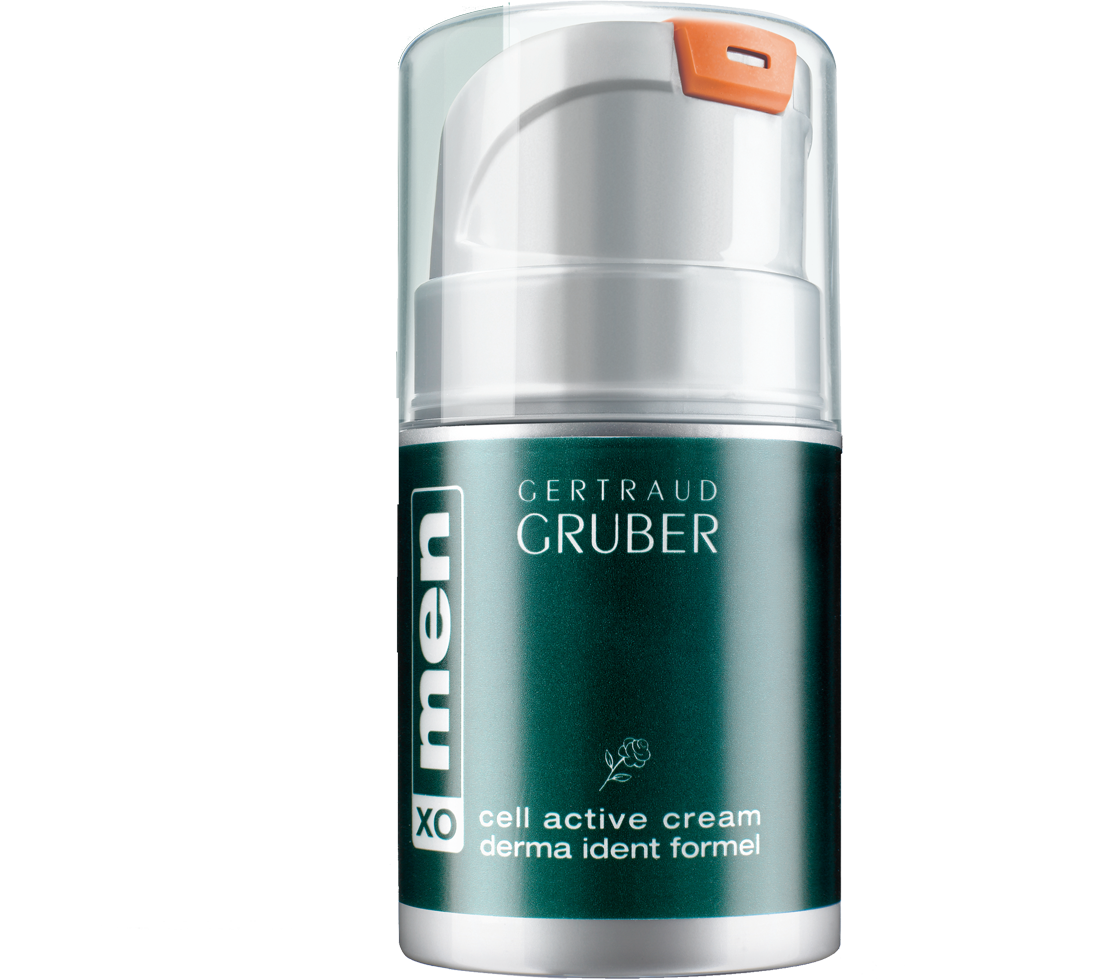 menXO cell active cream in grünem Pumpspender von Gertraud Gruber Kosmetik