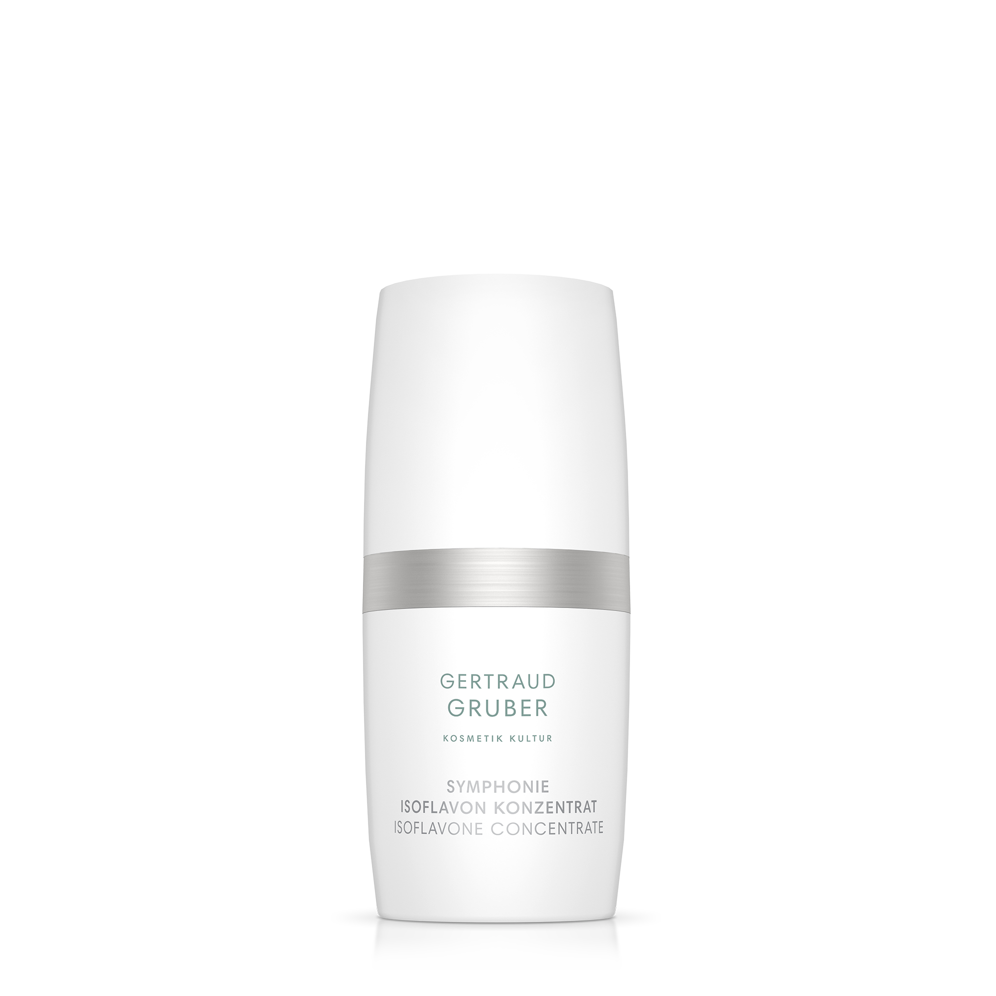 Isoflavon Konzentrat in weißem Pumpsender von Gertraud Gruber Kosmetik