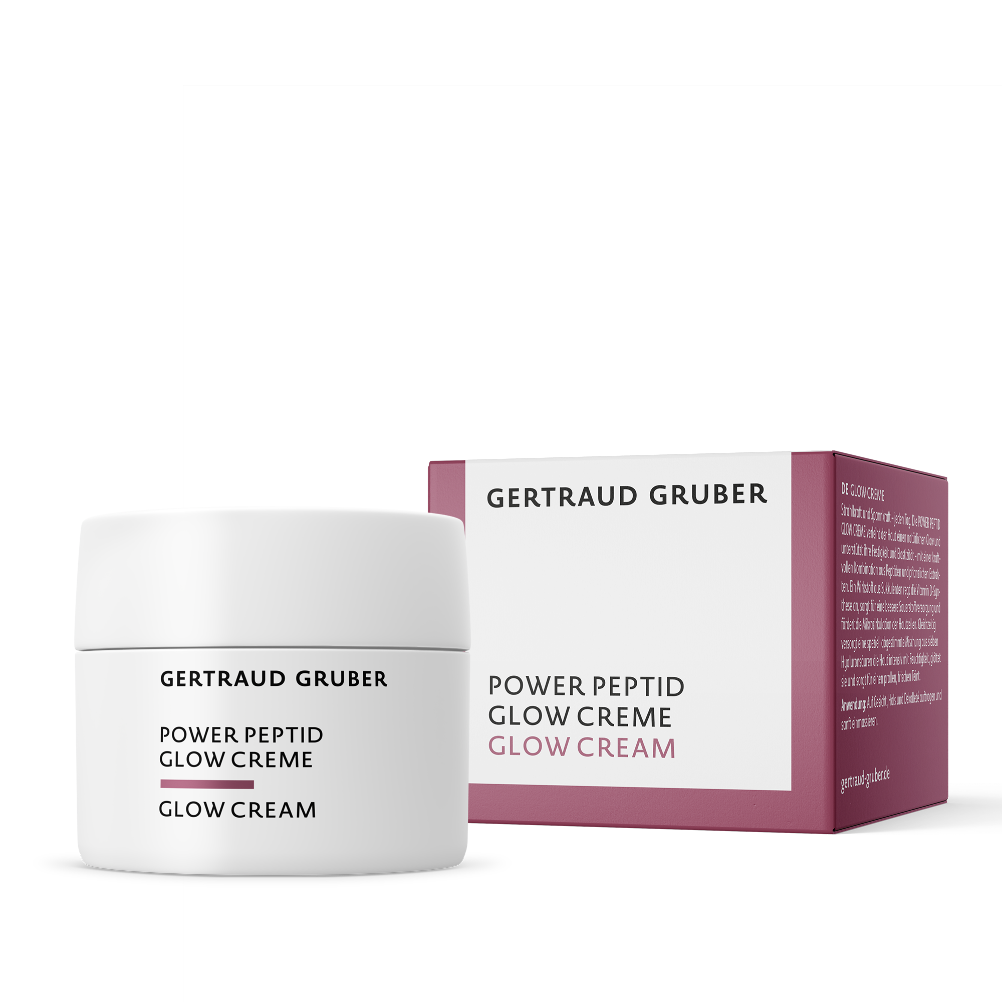 Power Peptid Glow Creme in weißem Tiegel von Gertraud Gruber Kosmetik
